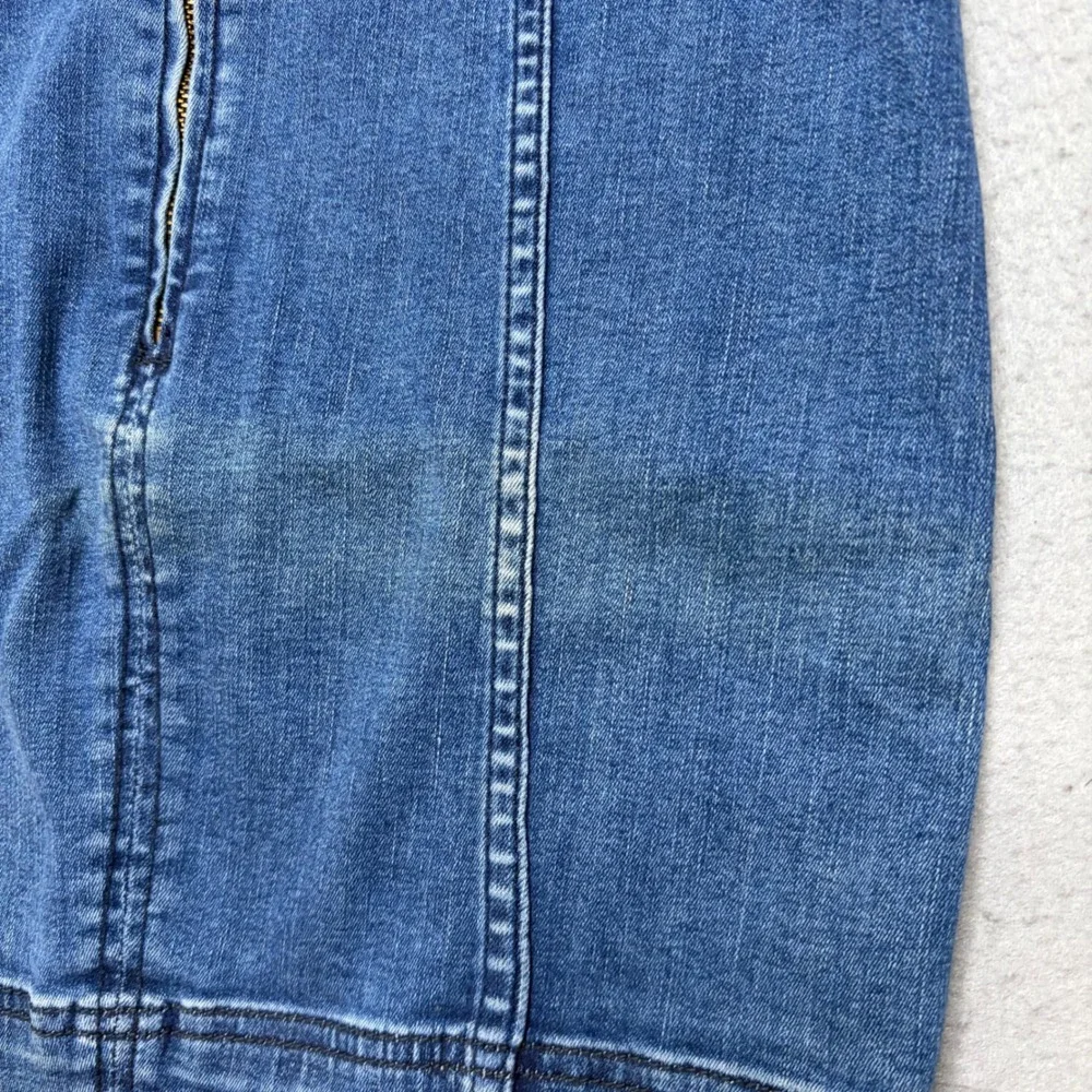 Free People Denim Skirt Womens 4 Blue Mini Seamed Back Zip Casual Boho S25